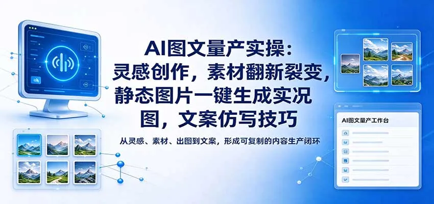AI图文量产实操：灵感创作，素材翻新裂变，静态图片一键生成实况图，文案仿写技巧-梦帆创业网