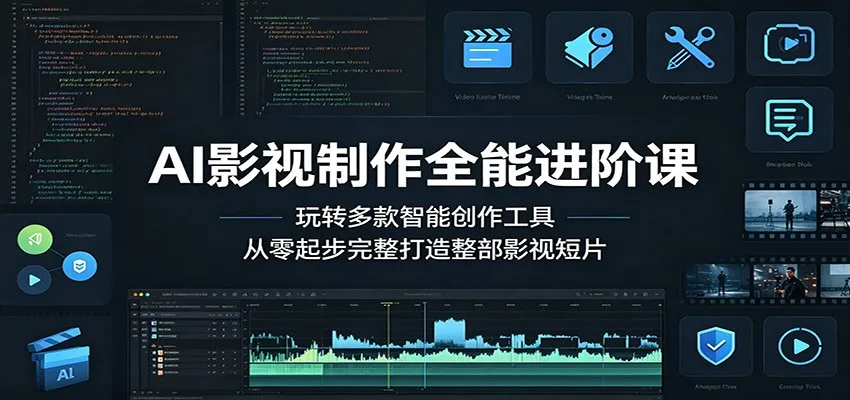 AI影视制作全能进阶课：玩转多款智能创作工具，从零起步完整打造整部影视短片-梦帆创业网