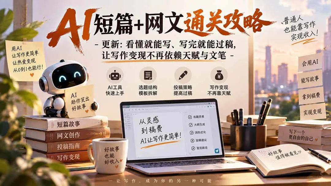 （20861期）AI短篇+网文通关攻略-更新1009：看懂就能写、写完就能过稿，让写作变现不再依赖天赋与文笔-梦帆创业网