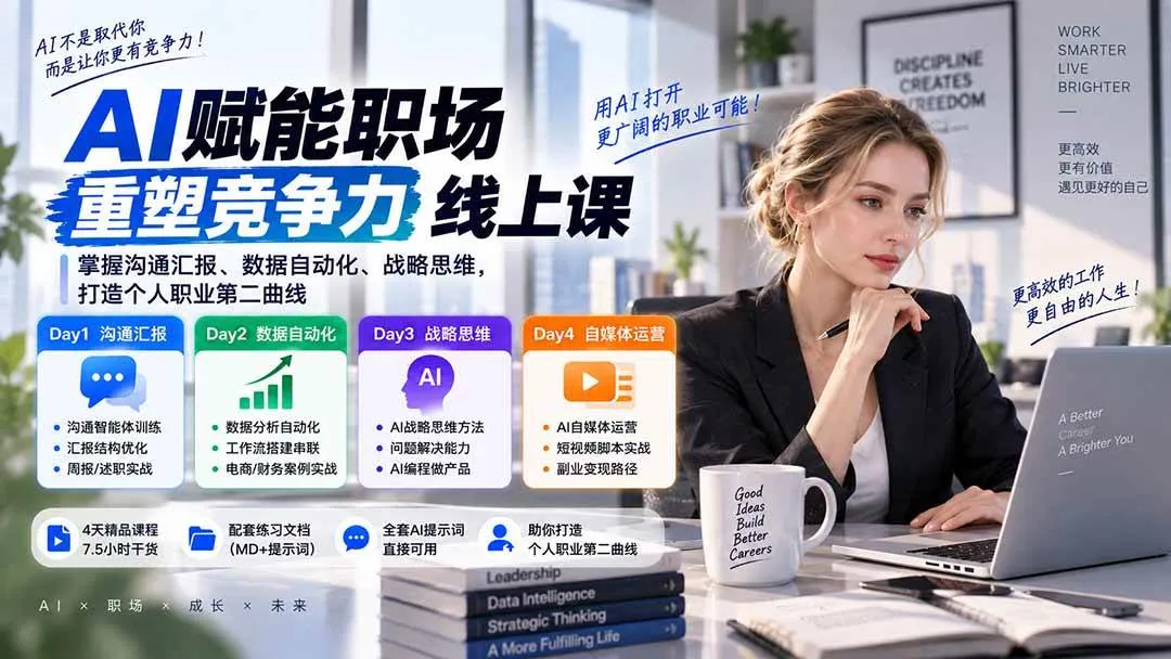 （20531期）AI职场提效与第二曲线实战课-无水印：学习沟通汇报、数据工作流和战略思维，掌握AI编程做产品及自媒体运营方法-梦帆创业网