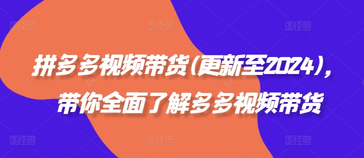 拼多多视频带货(更新至2024)，带你全面了解多多视频带货-梦帆创业网