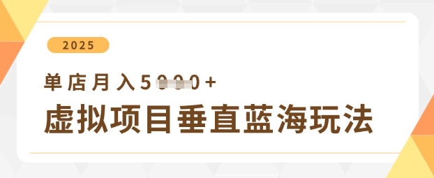 虚拟项目垂直玩法，实现单店月入5k+-梦帆创业网