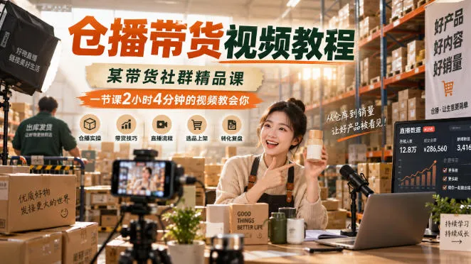 仓播带货视频教程，某带货社群精品课，一节课2小时4分钟的视频教会你-梦帆创业网