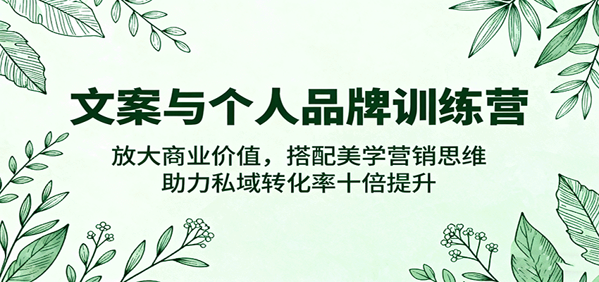 文案与个人品牌训练营，放大商业价值，搭配美学营销思维，助力私域转化率十倍提升-梦帆创业网