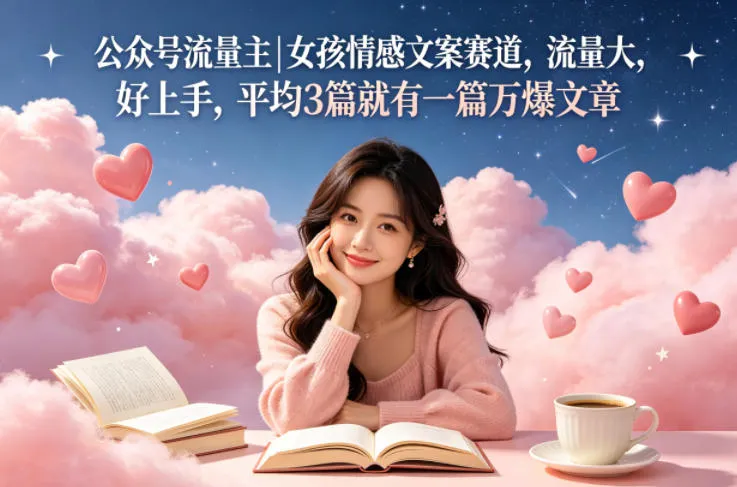 公众号流量主女孩情感文案赛道，流量大，好上手，平均3篇就有一篇万爆文章-梦帆创业网