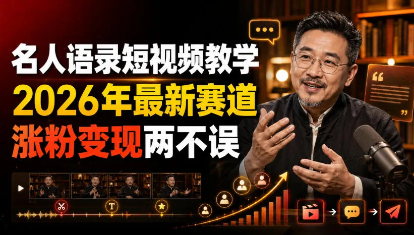 名人语录短视频教学，2026年最新赛道，涨粉变现两不误-梦帆创业网