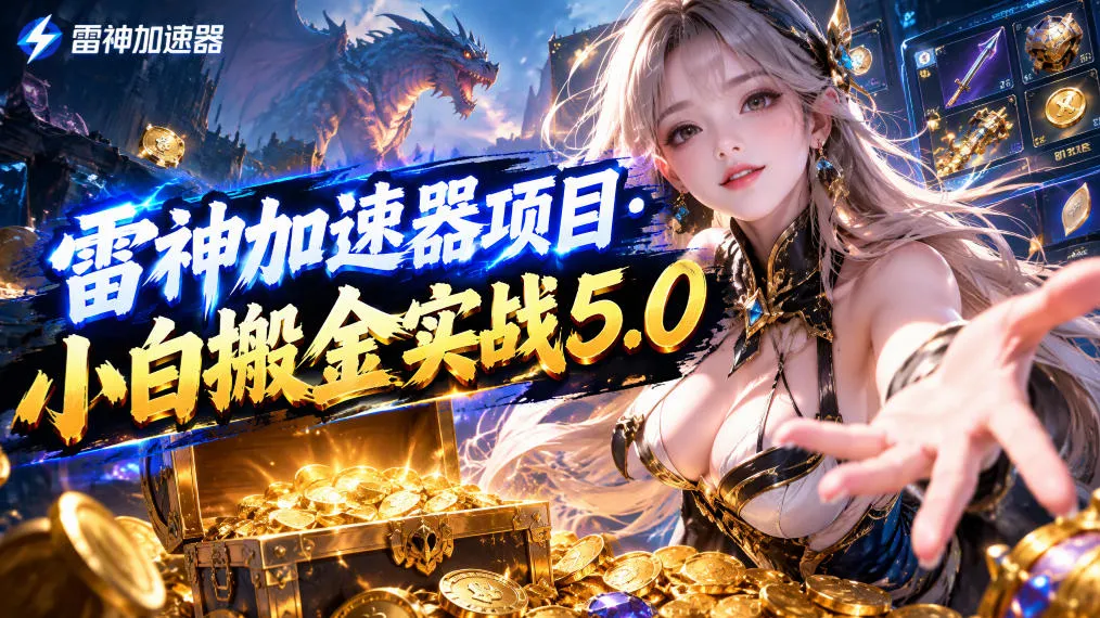 雷神加速器项目·小白搬金实战5.0，抖音W播100-150r，小白入局一天也能几十r-梦帆创业网