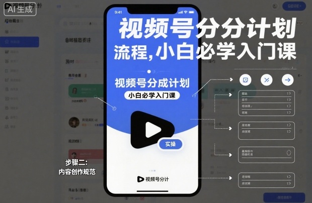 视频号分成计划实操流程，小白必学入门课-梦帆创业网
