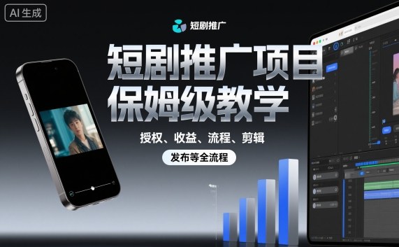 短剧推广项目保姆级教学，授权、收益、流程、剪辑，发布等全流程-梦帆创业网