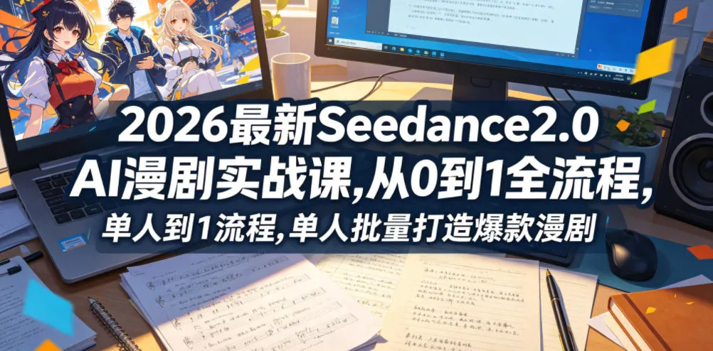 2026最新Seedance2.0 AI漫剧实战课,，从0到1全流程，单人批量打造爆款漫剧-梦帆创业网