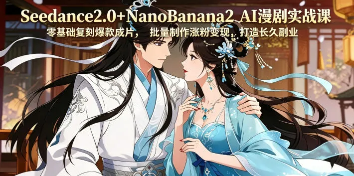 Seedance2.0+NanoBanana2 AI漫剧实战课，零基础复刻爆款成片涨粉变现，打造长久副业收益-梦帆创业网