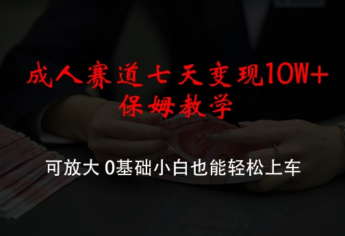 成人赛道七天变现10W+保姆教学，可放大，0基础小白也能轻松上车【揭秘】-梦帆创业网