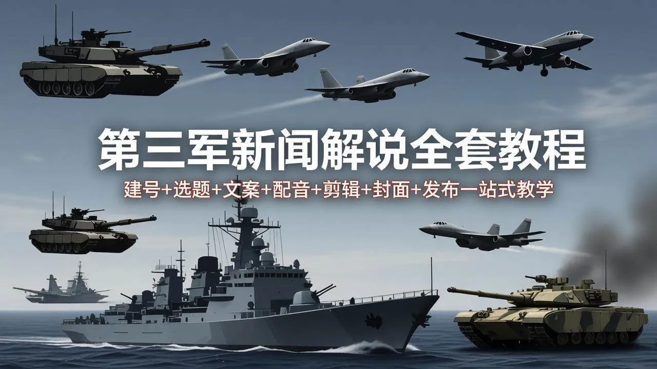 （18081期）第三军迷新闻解说全套教程：建号+选题+文案+配音+剪辑+封面+发布一站式教学-梦帆创业网