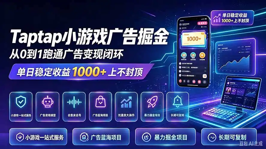 TapTap小游戏广告掘金日赚收益1000+上不封顶-梦帆创业网