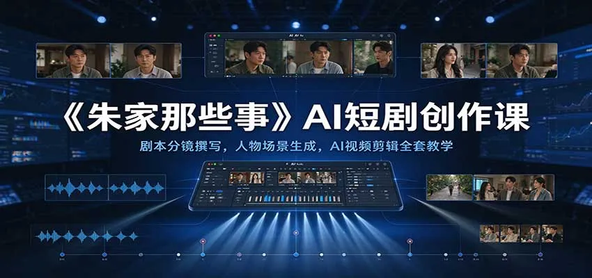 《朱家那些事》AI短剧创作课：剧本分镜撰写，人物场景生成，AI视频剪辑全套教学-梦帆创业网