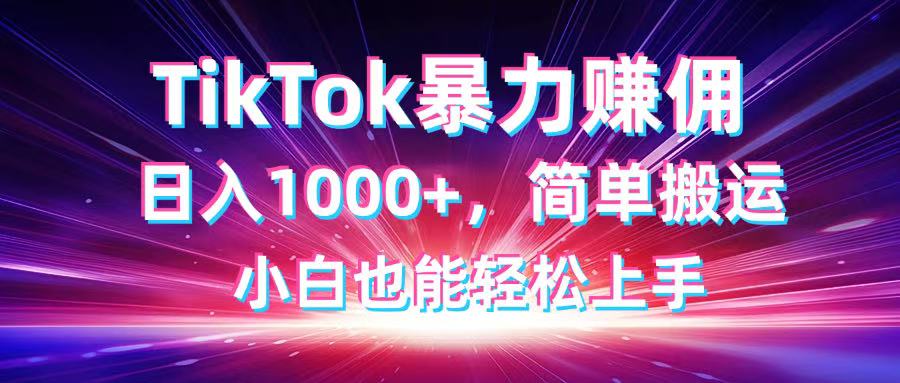TikTok搬运暴力赚佣，日入1000+，简单搬运，小白也能轻松上手-梦帆创业网
