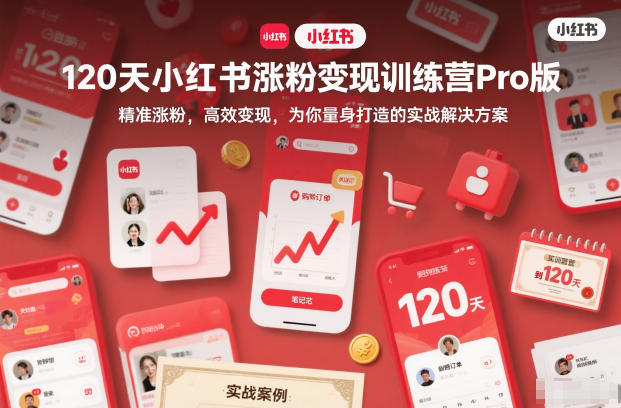 120天小红书涨粉变现训练营Pro版，精准涨粉，高效变现，为你量身打造的实战解决方案-梦帆创业网