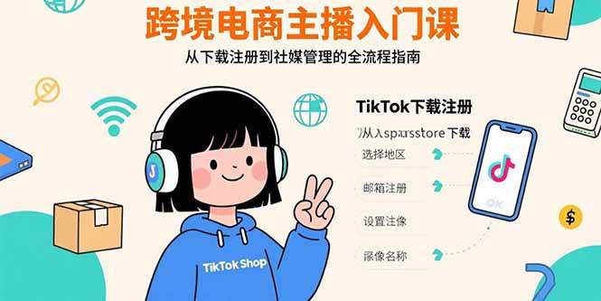（15708期）跨境电商主播入门课，TikTok下载注册，支付工具配置，社媒账号管理全流程-梦帆创业网