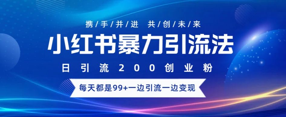 小红书暴力引流法，日引200精准创业粉，每天都是99+，边引流一边变现-梦帆创业网