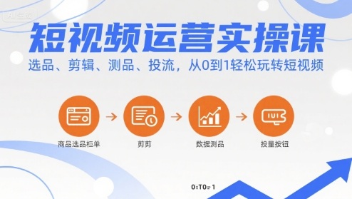 短视频运营实操课，选品、剪辑、测品、投流，从0到1轻松玩转短视频-梦帆创业网