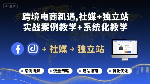 跨境电商新机遇，社媒+独立站，实战案例教学+系统化教学-梦帆创业网