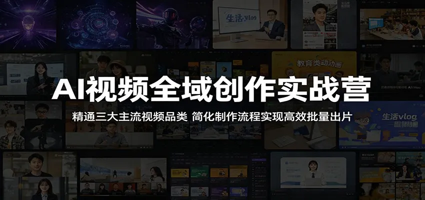AI视频全域创作实战营：精通三大主流视频品类，简化制作流程实现高效批量出片-梦帆创业网
