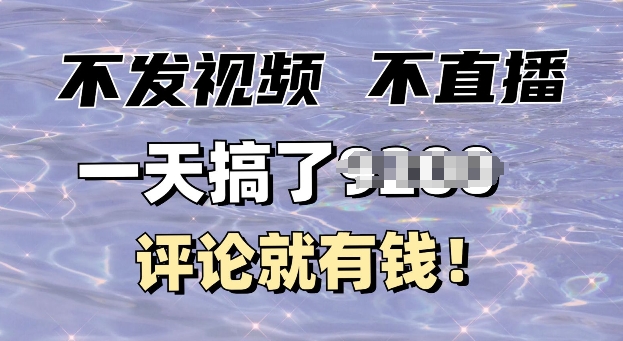 不发作品不直播，评论就有钱，一条最高10块，一天搞多张-梦帆创业网