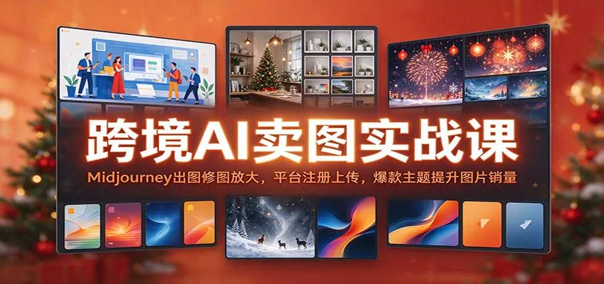 跨境AI卖图实战课：Midjourney出图修图放大，平台注册上传，爆款主题提升图片销量-梦帆创业网