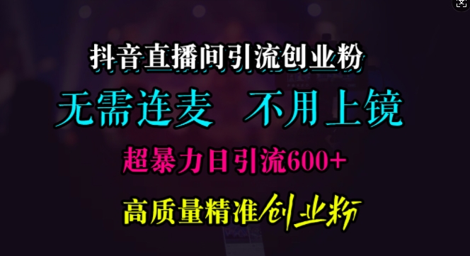 抖音直播间引流创业粉，无需连麦、无需上镜，超暴力日引流600+高质量精准创业粉【揭秘】-梦帆创业网