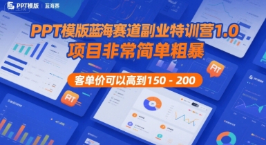 PPT模版蓝海赛道副业特训营1.0，项目非常简单粗暴，客单价可以高到150-200-梦帆创业网