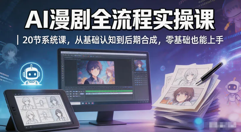 AI漫剧全流程实操课｜20节系统课，从基础认知到后期合成，零基础也能上手-梦帆创业网
