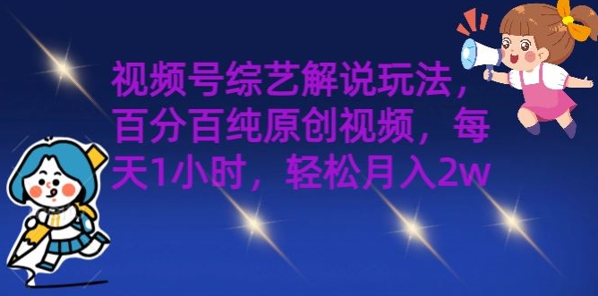 视频号综艺解说玩法，百分百纯原创视频，每天1小时，轻松月入2w-梦帆创业网