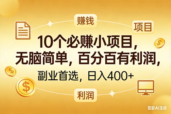 （17812期）10个必赚的小项目，百分百有利润，无脑简单，副业首选，日入400+-梦帆创业网