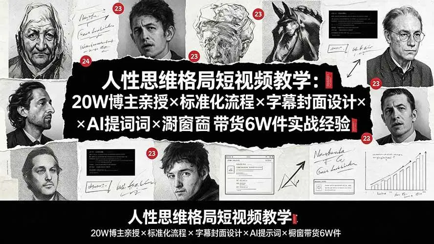 （19538期）人性思维格局短视频教学：20W博主亲授×标准化流程×字幕封面设计×AI提示词×橱窗带货6W件实战经验-梦帆创业网