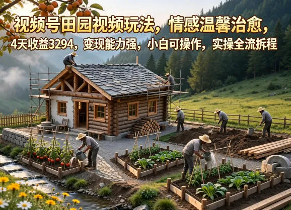 视频号田园视频玩法，情感温馨治愈，4天收益3294，变现能力强，小白可操作，实操全流程拆解-梦帆创业网