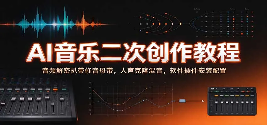 AI音乐二次创作教程:音频解密扒带修音母带,人声克隆混音,软件插件安装配置 AI音乐二次创作教程:音频解密扒带修音母带,人声克隆混音,软件插件安装配置