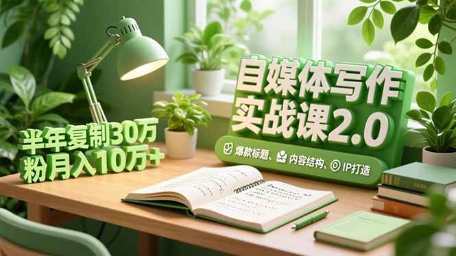 （16734期）自媒体写作实战课2.0，爆款标题、内容结构、IP打造，半年复制30万粉月入10万+-梦帆创业网