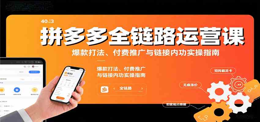 拼多多全链路运营课，爆款打法、付费推广与链接内功实操指南-梦帆创业网