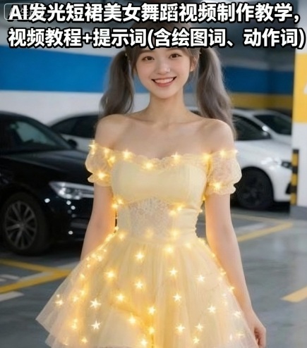 AI发光短裙美女舞蹈视频制作教学，视频教程+提示词(含绘图词、动作词)-梦帆创业网