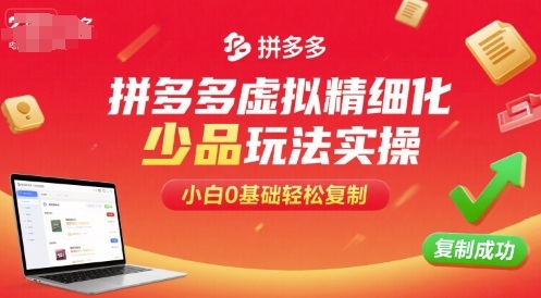 拼多多虚拟精细化少品玩法实操，小白0基础轻松复制-梦帆创业网