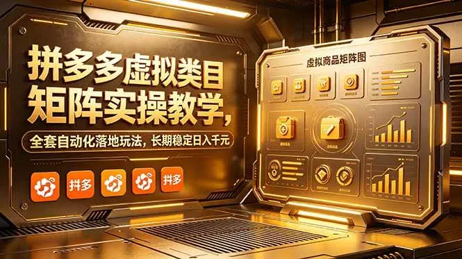 （18847期）拼多多虚拟类目矩阵实操教学，全套自动化落地玩法，长期稳定日入千元-梦帆创业网