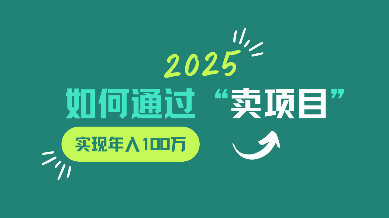 2025年如何通过“卖项目”实现年入100w-梦帆创业网