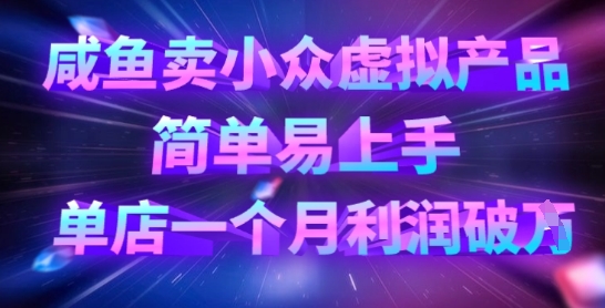 咸鱼卖小众虚拟产品，简单易上手，单店一个月利润破W-梦帆创业网