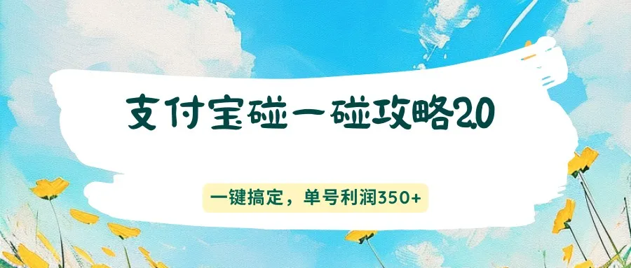 支付宝碰一碰攻略2.0，一键搞定，单号利润350+-梦帆创业网