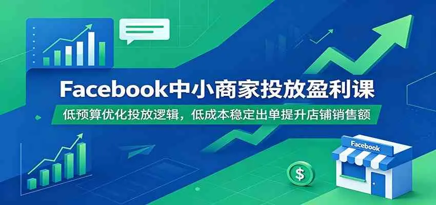 Facebook中小商家投放盈利课：低预算优化投放逻辑，低成本稳定出单提升店铺销售额-梦帆创业网