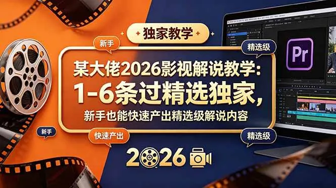 （18946期）某大佬2026影视解说教学：1-6条过精选独家，新手也能快速产出精选级解说内容-梦帆创业网