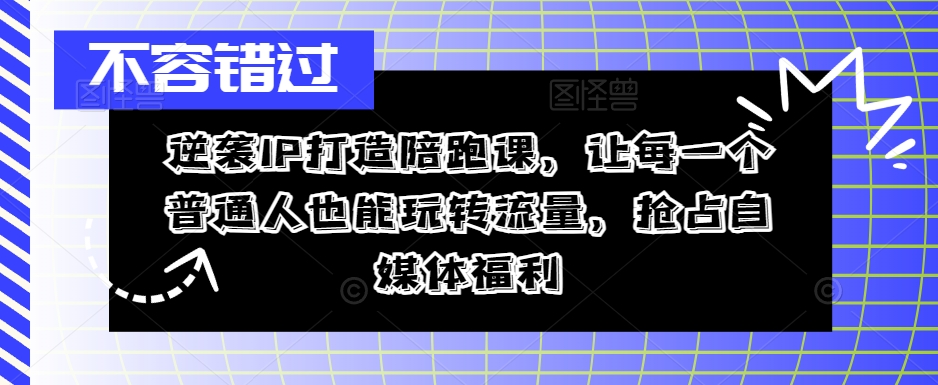 逆袭IP打造陪跑课，让每一个普通人也能玩转流量，抢占自媒体福利-梦帆创业网