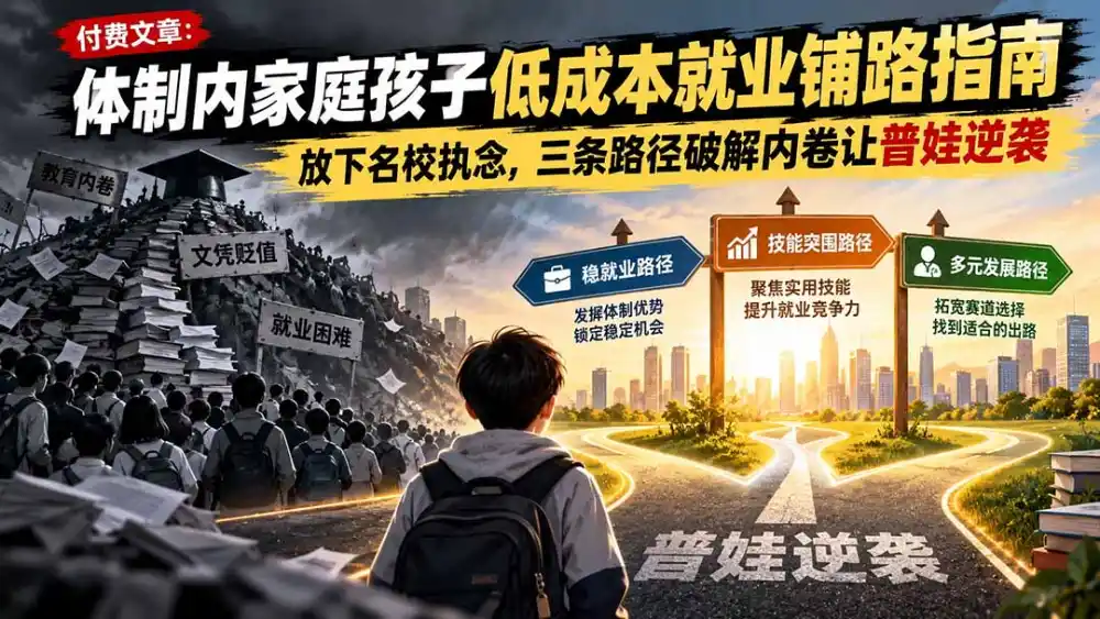 付费文章：体制内家庭孩子低成本就业铺路指南，放下名校执念，三条路径破解内卷让普娃逆袭-梦帆创业网