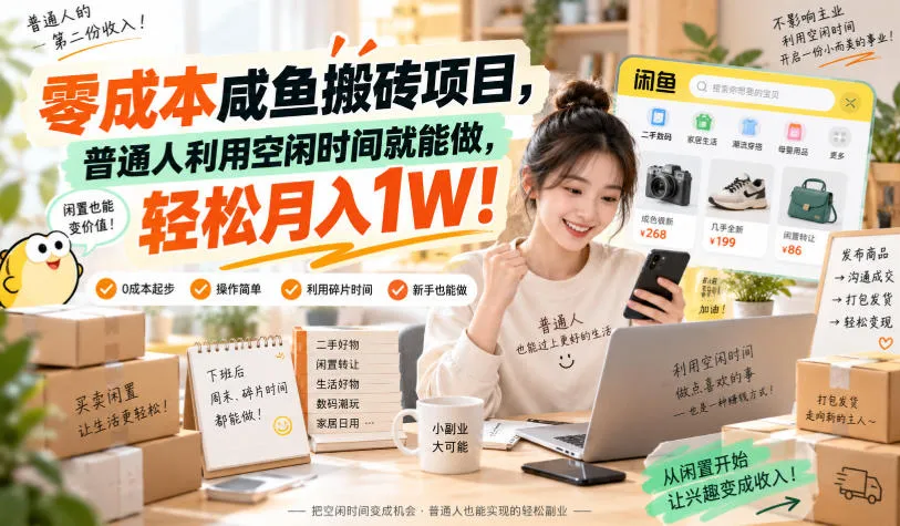 零成本咸鱼搬砖项目,普通人利用空闲时间就能做,轻松月入1W!【揭秘】 零成本咸鱼搬砖项目,普通人利用空闲时间就能做,轻松月入1W!【揭秘】
