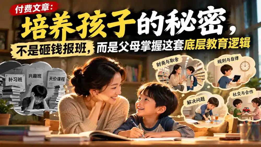 付费文章：培养孩子的秘密，不是砸钱报班，而是父母掌握这套底层教育逻辑-梦帆创业网